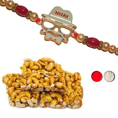 "Rakhi - ZR-5130 A-034 (Single Rakhi),250gms of KajuPakam Sweet - Click here to View more details about this Product